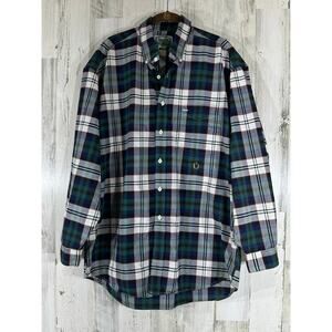 Siegfried Mens Button Up Shirt Size Large Blue‎ Green Plaid Vintage